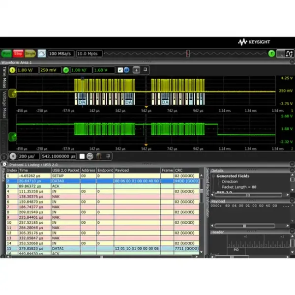 Keysight MSOS804A High Definition Oscilloscope: 8 GHz, 4 analog plus 16 digital channels